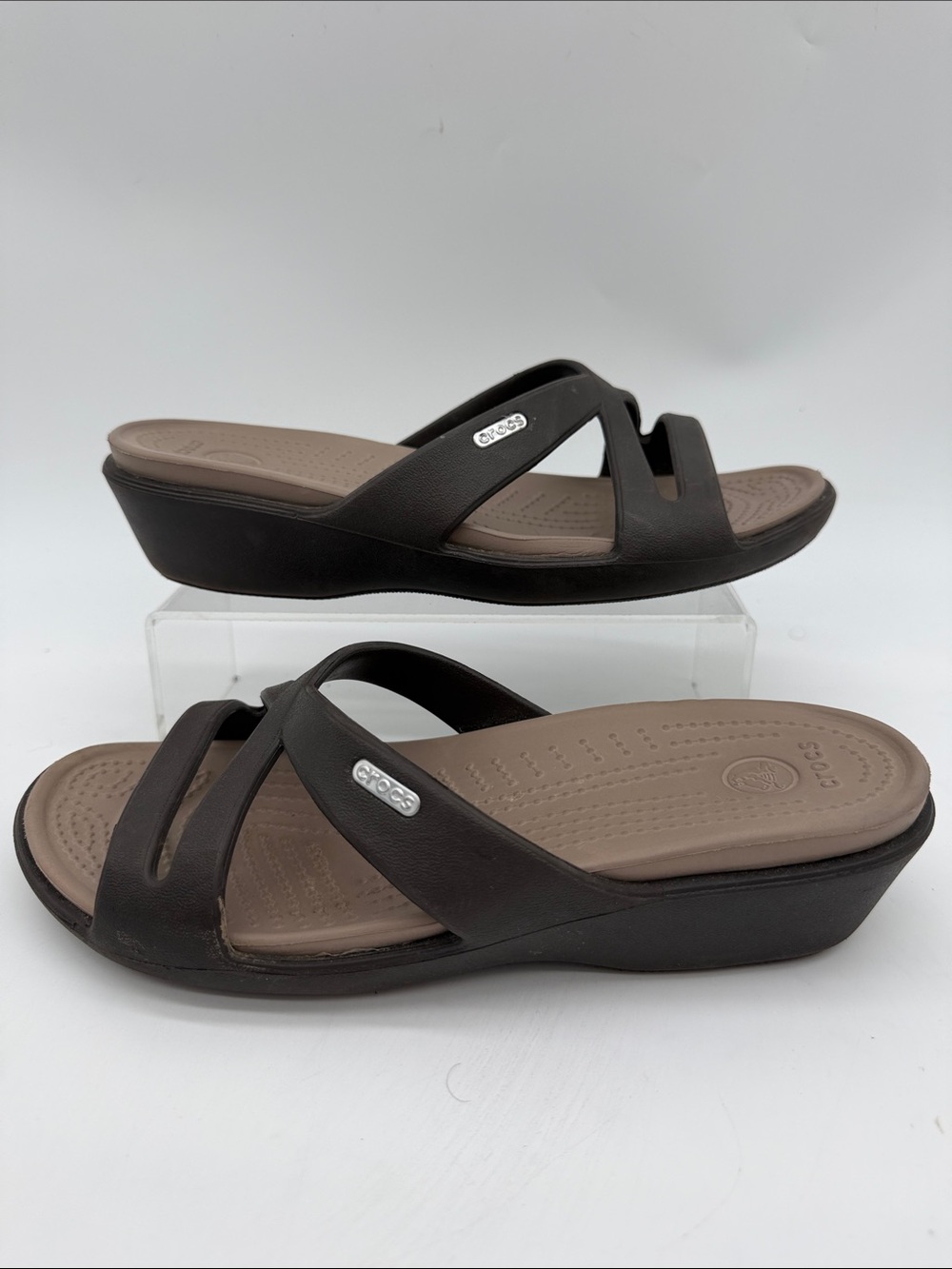 Crocs Patricia Tan Wedge Slip On Sandal Shoes Open Toe Comfort Womens Size 8